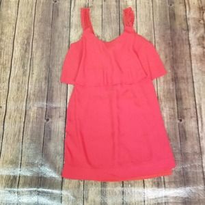 Maeve Womens Dress Size 4 Red Tisana Tiered Crochet Strap Sleeveless Sheath